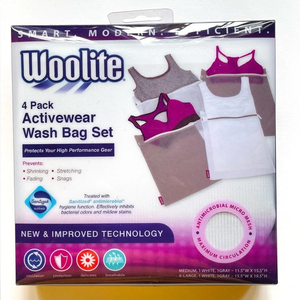 Woolite 4 Pack Activewear And Delicates Wash Bag Set